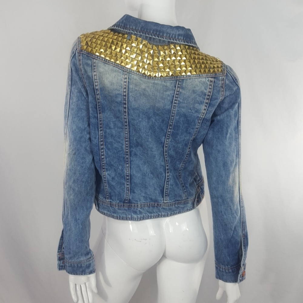 The Premium Wash Studded Denim Jean Jacket  L